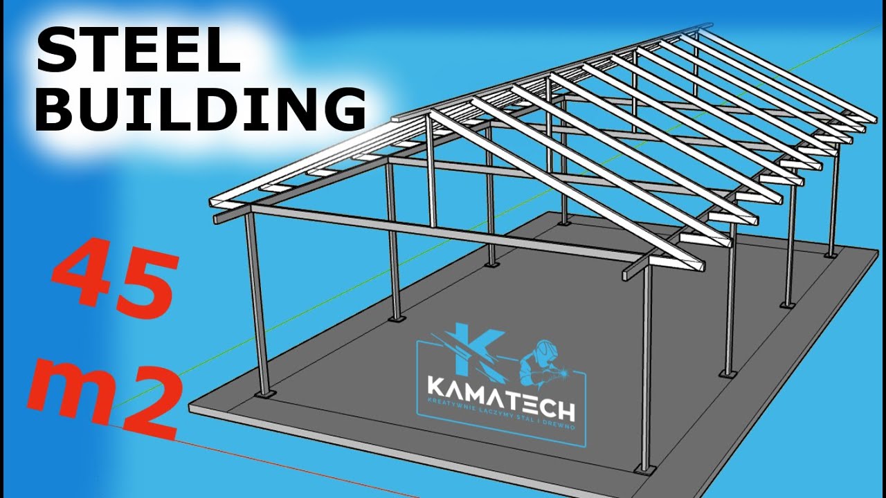 WIATA 45 m2 - dwuspadowa , PORZĄDNA stalowa KONSTRUKCJA #diy #steel building #how to #kamatech