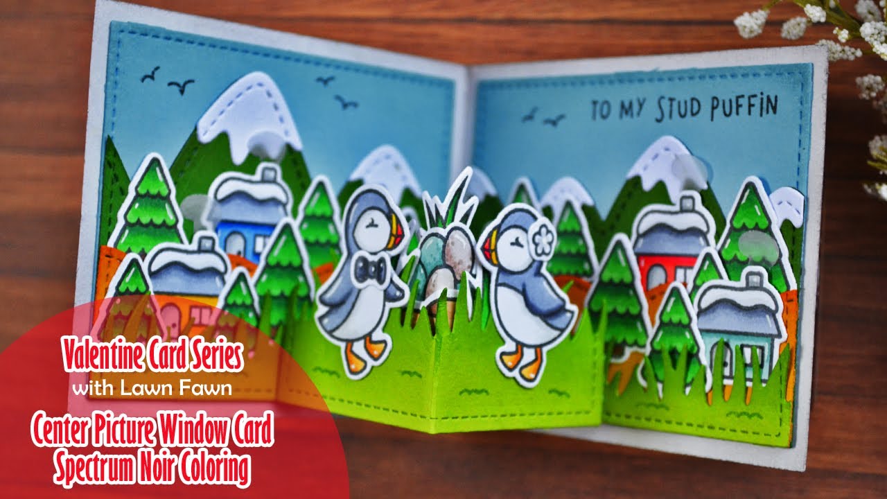 ❤️ VALENTINE CARD SERIES w/ Lawn Fawn || Iceland Landscape || Center Picture Window Card