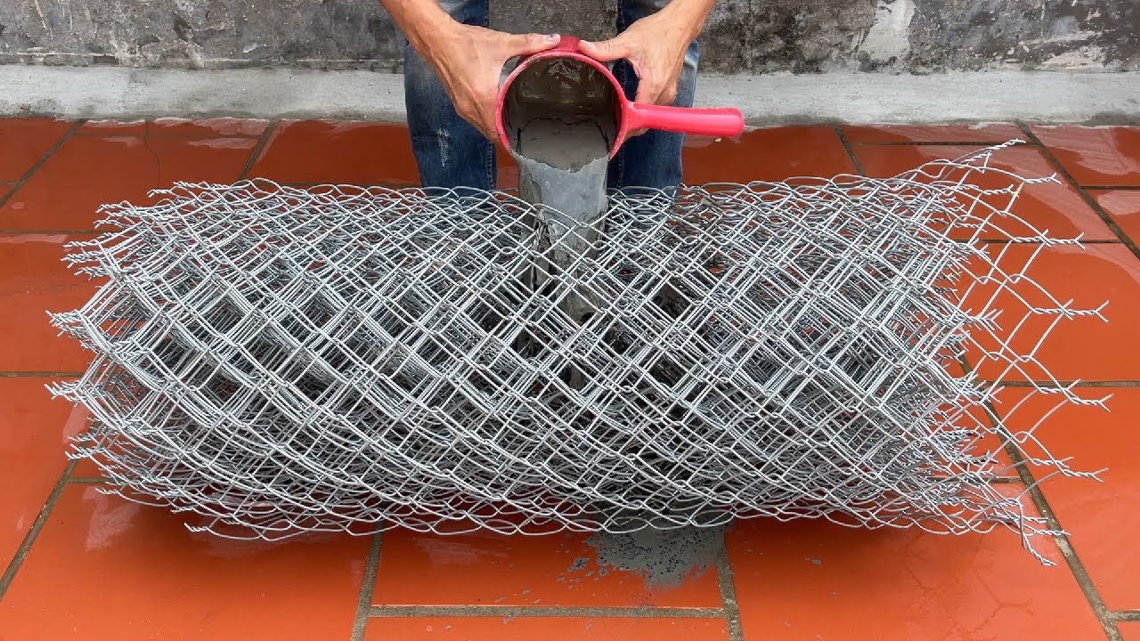 Detailed techniques for making plant pots from iron nets and cement. DIY pots at home