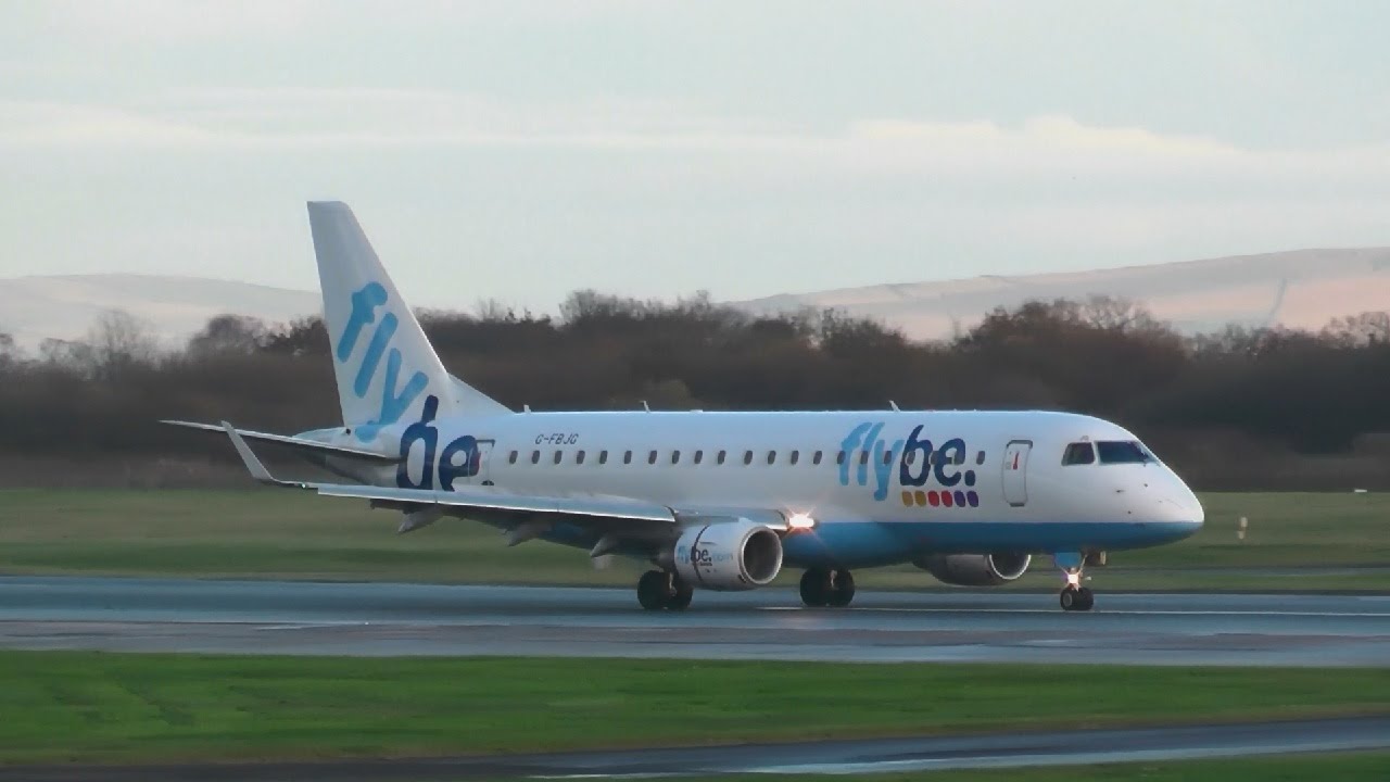 Flybe Embraer 175 G-FBJG Landing at Manchester Airport