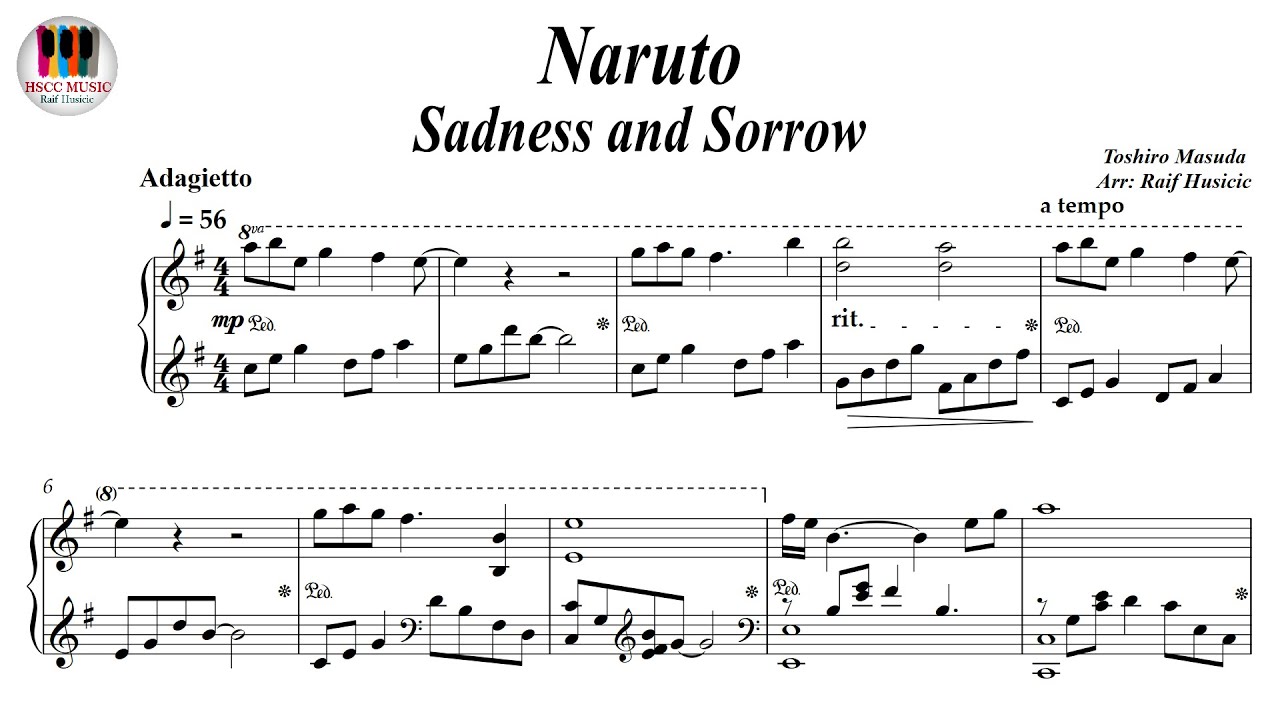Naruto, ナルト - Sadness and Sorrow, 哀と悲, Piano Sheet Music