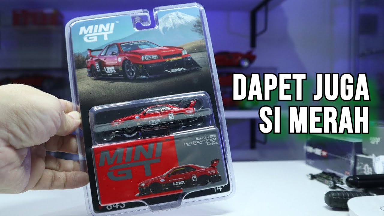 DAPET JUGA SI MERAH,.. MINI GT NISSAN GTR ER34 SUPER SILHOUETTE  LIBERTY WALK LBWK