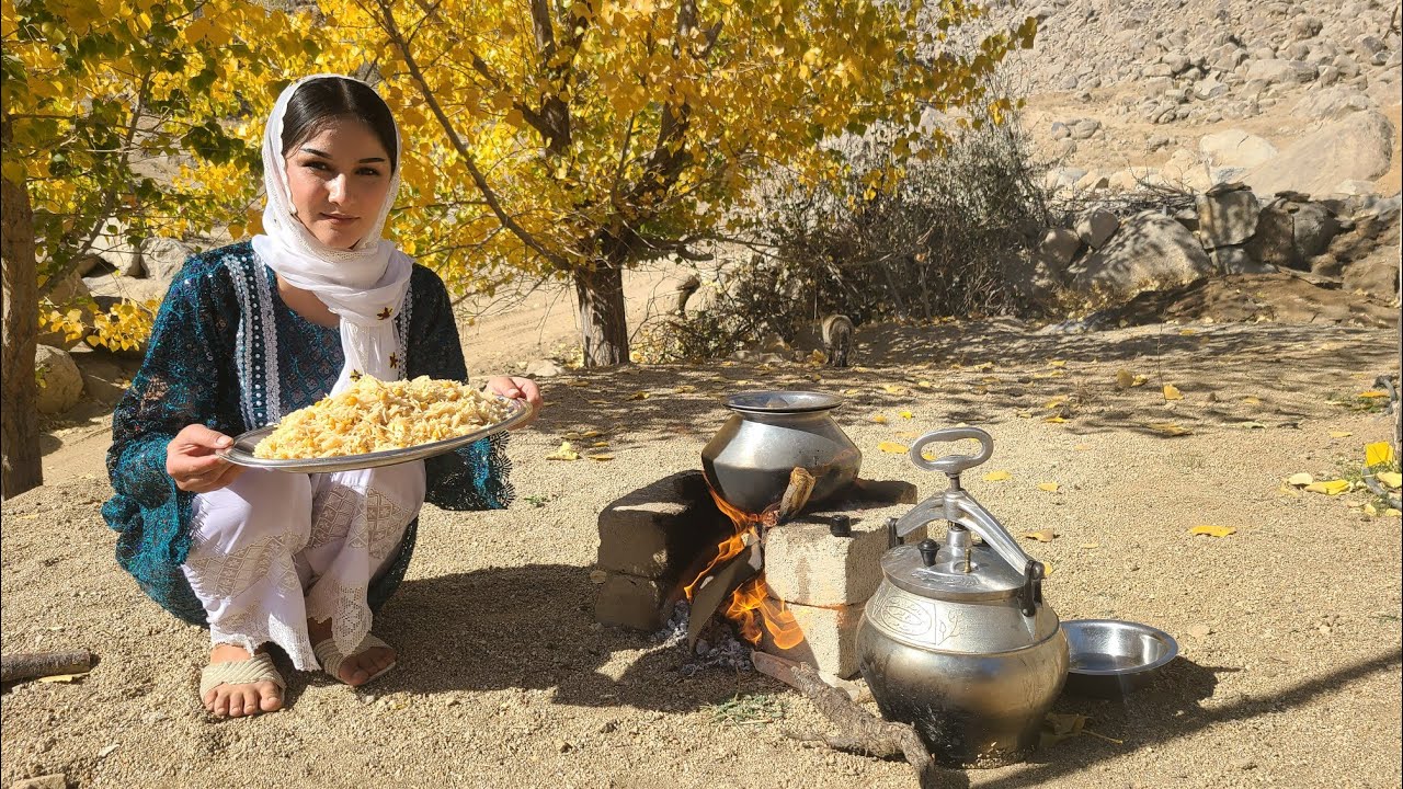 Silent Village Cooking 🍲 Afghan Girl Makes Traditional Chaushi Balbuli in Nature | No Talking.  
