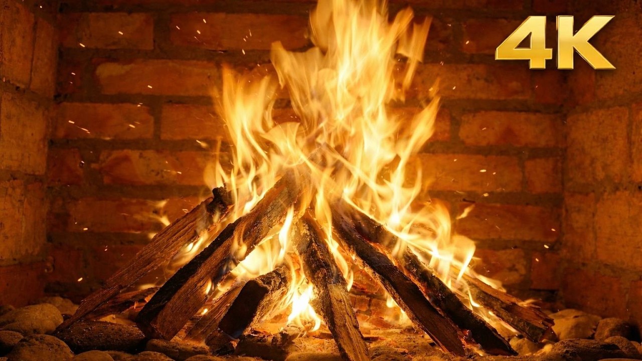 7 HOURS 🔥 4K Cozy Fireplace Ambience | Crackling Fire Sounds for Deep Sleep | No Talking