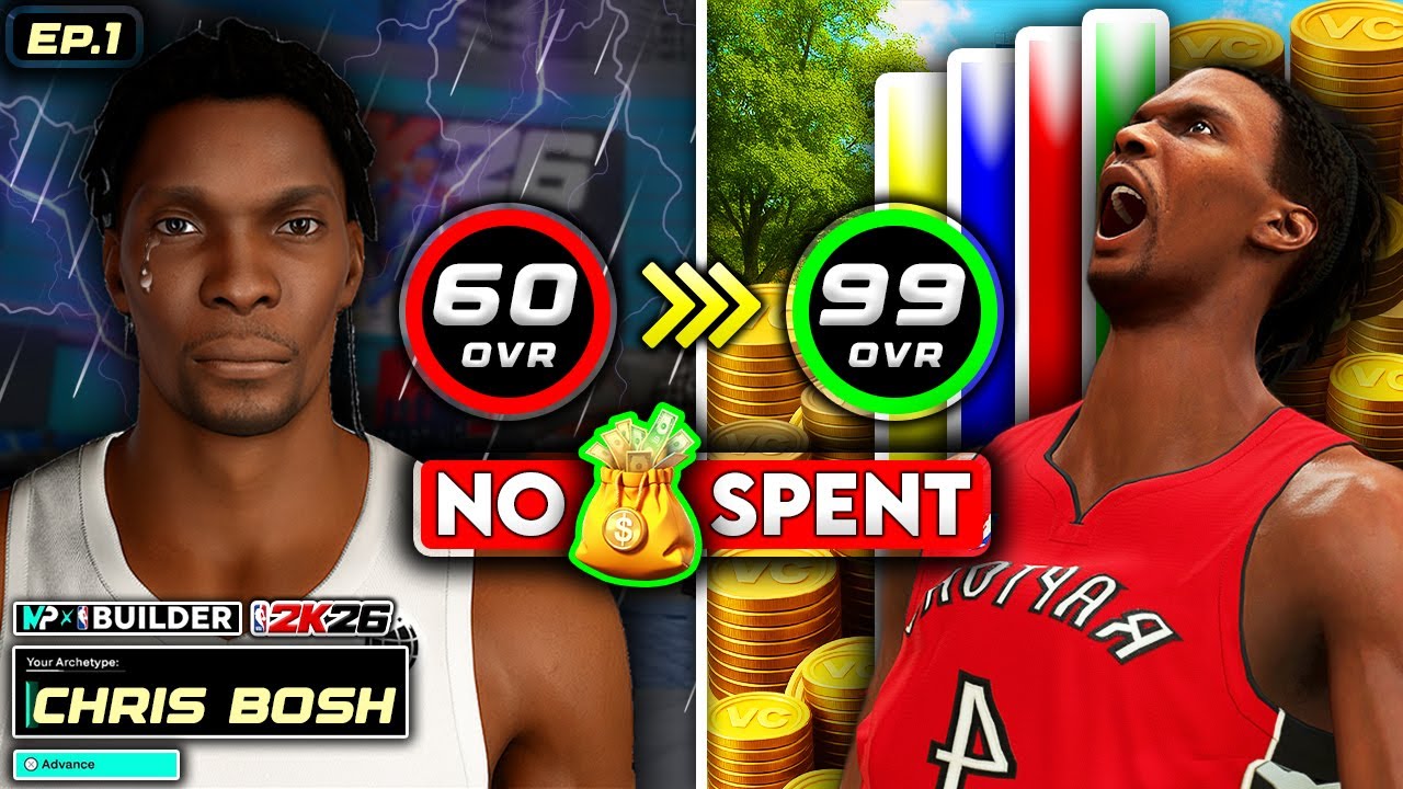 60-99, в целом, без денег в NBA 2K26 (6’11, сборка Криса Боша), эпизод 1