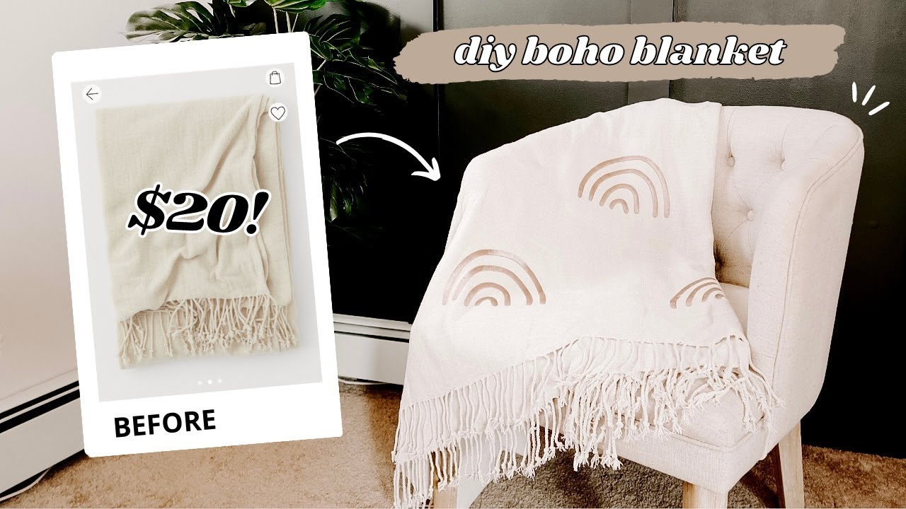 VELVET HTV VINYL | How To Heat Press a Blanket with Velvet HTV Vinyl!! DIY Boho Blanket with Cricut