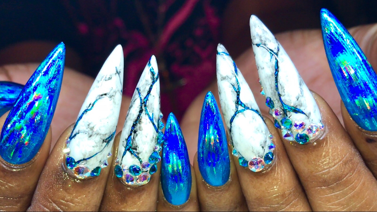 Watch Me Work: Gel Polish Marble Nails with Full Coverage Foil Nails (Holo Alert)