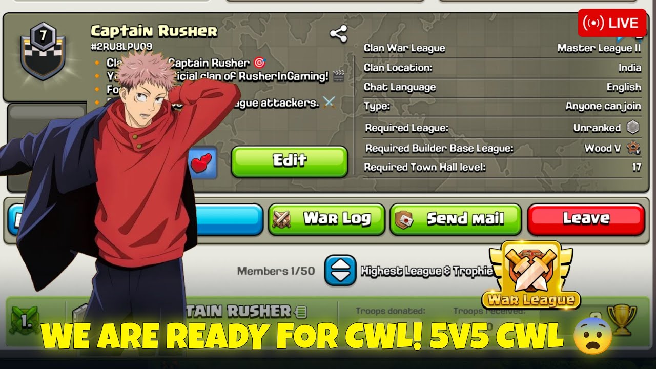CWL Coming Soon 🔥 5v5 CWL Update + Raid + Base Visit Live | Recruiting CWL Players