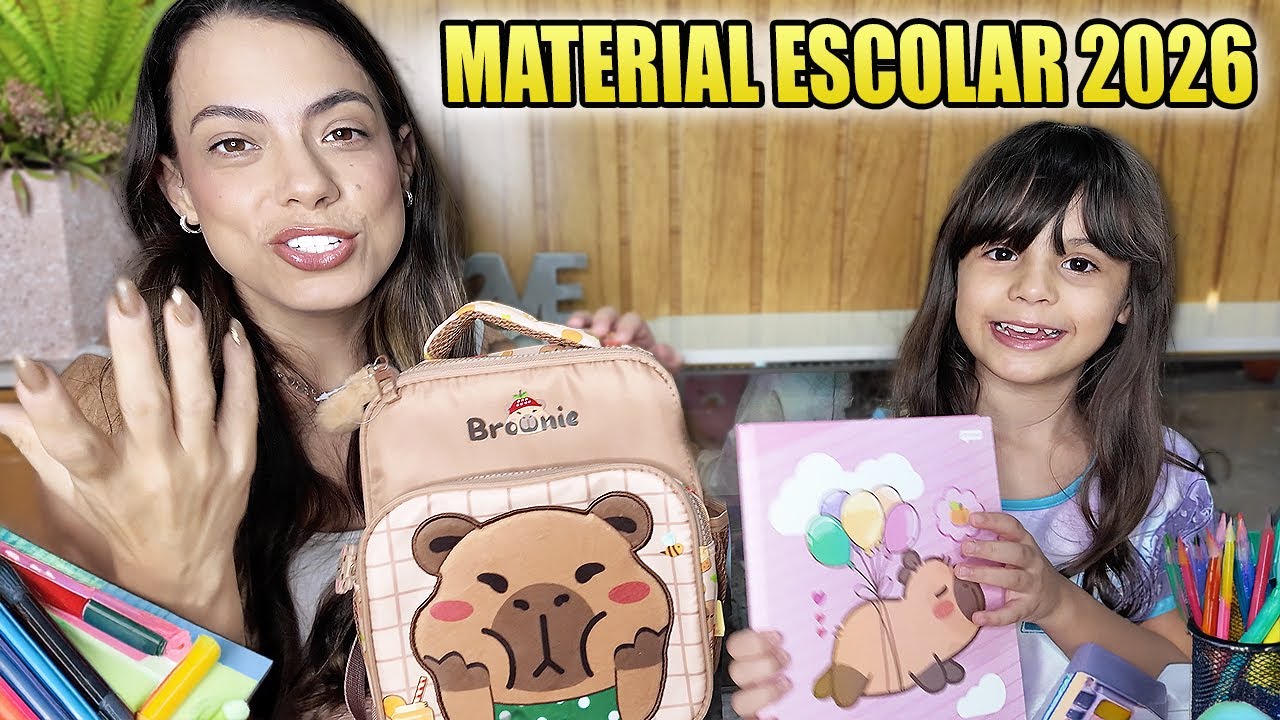 MATERIAL ESCOLAR 2026 da ELIZA * TUDO de CAPIVARA 😅  #voltaasaulas  | Kathy Castricini