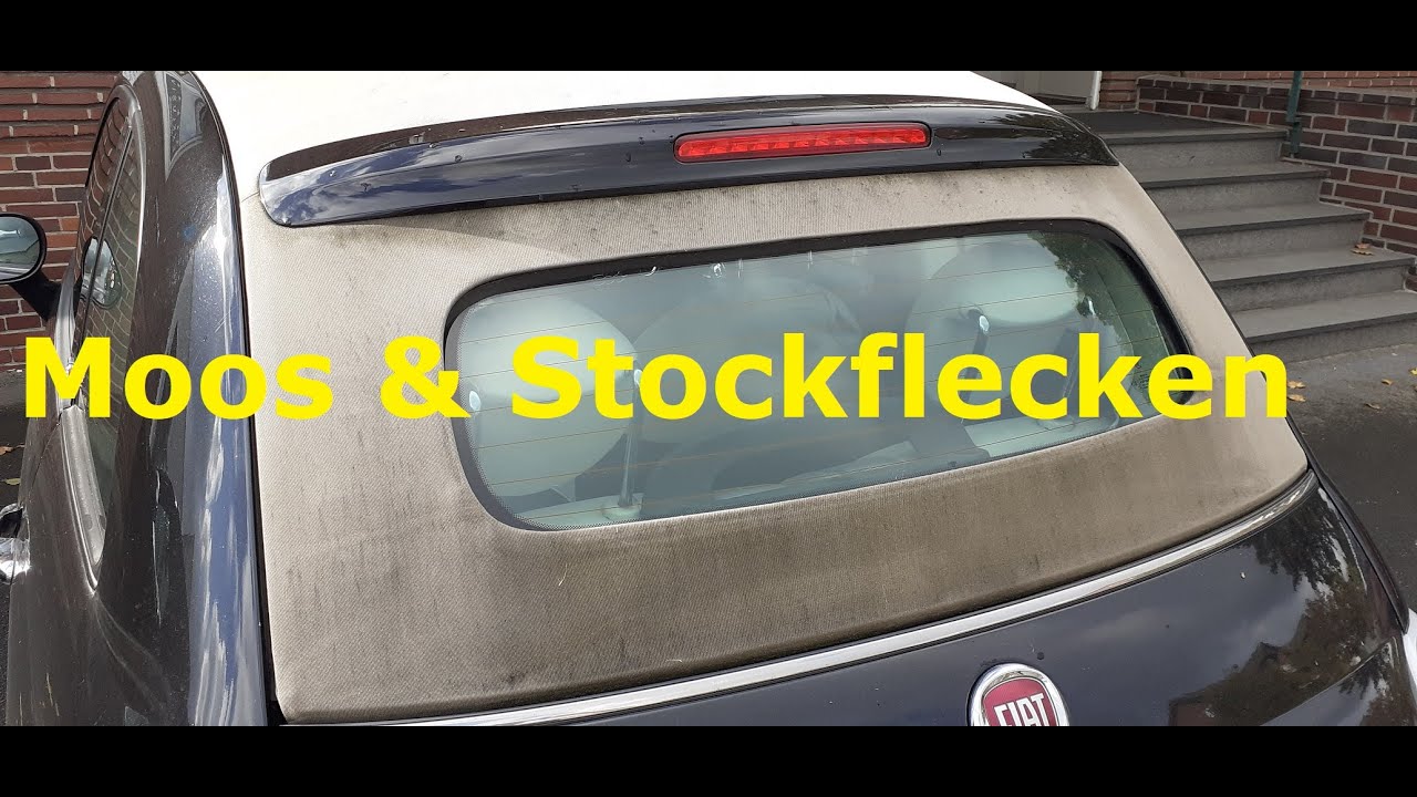 G&uuml;tersloh: Fiat 500 Cabrio Verdeck - extremer Dreck & Moos - Verdeckreinigung & Impr&auml;gnierung