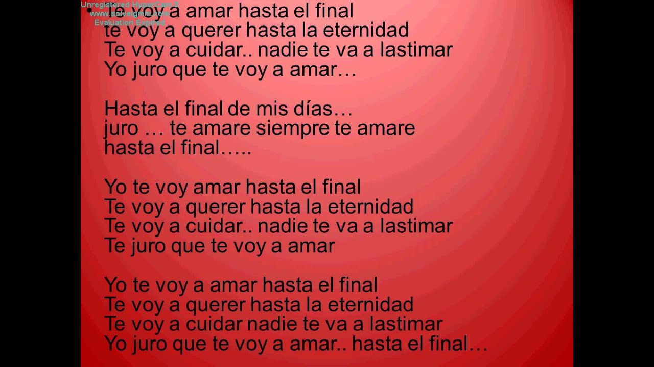 agapornis hasta el final letra