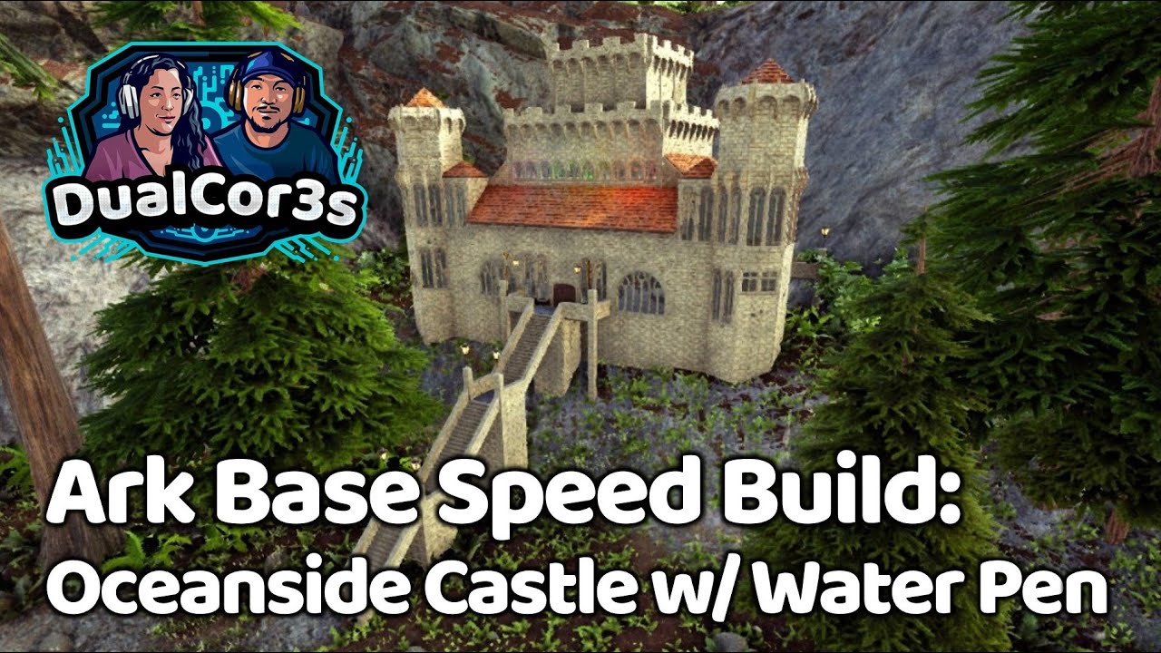 Ark Speed Build: Fully functional oceanside castle PVE base with deep ocean pen (Crystal Isles)