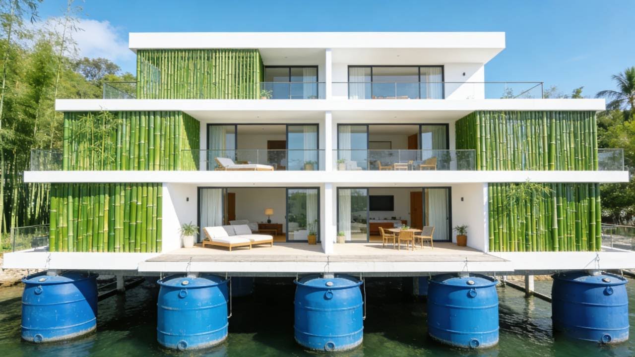 The man built a luxury overwater villa using the cheapest materials and for only $500.#diy