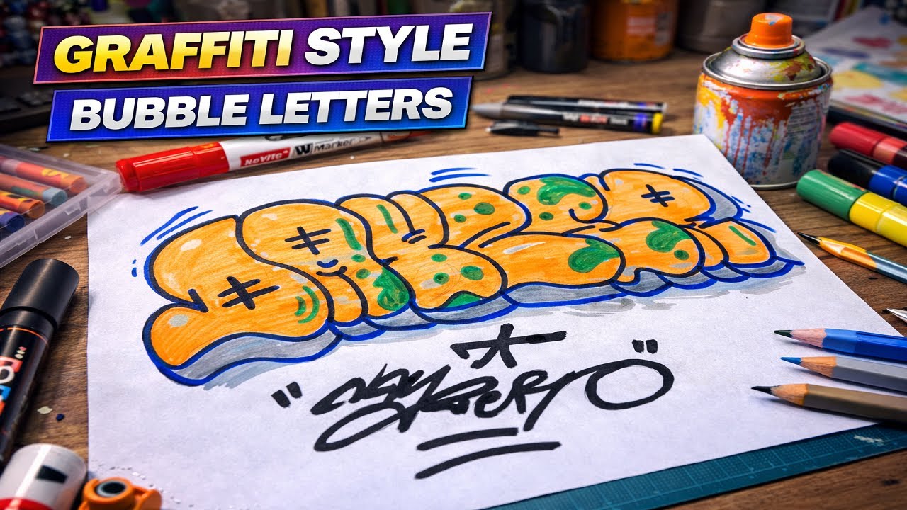 Easy Graffiti Bubble Letters – Learn to Draw Step by Step "DAYZER"