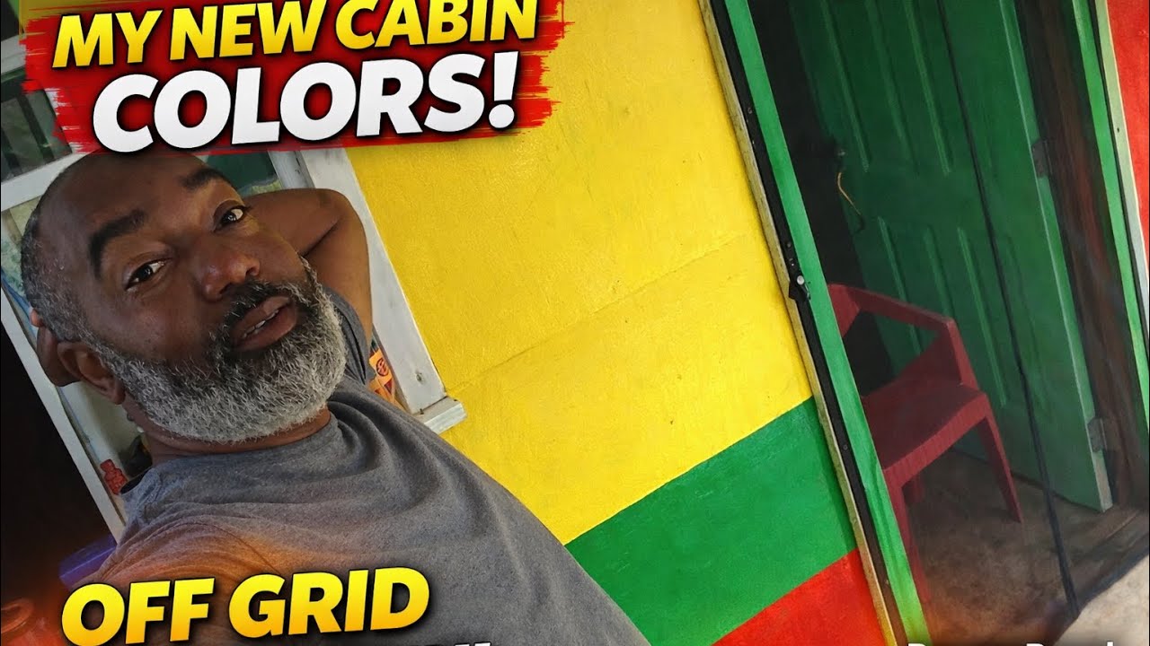 Painting my cabin in the woods on off grid land in Jamaica 