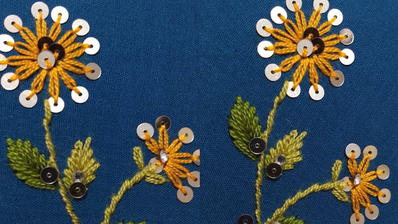 সিম্পল চেন সেলাই দিয়ে সুন্দর হাতের কাজ | Chain Stitch Hand Embroidery Design | Bismillah Kaj ghar