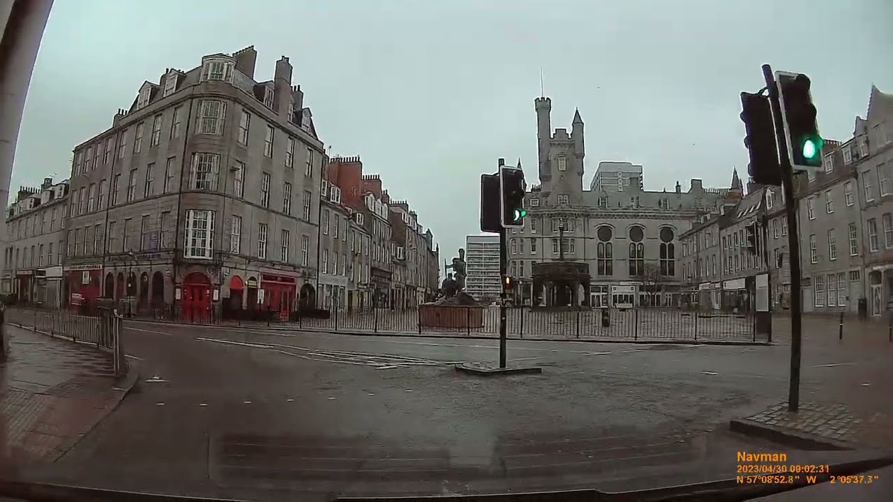 Driving in the morning around Aberdeen, Scotland