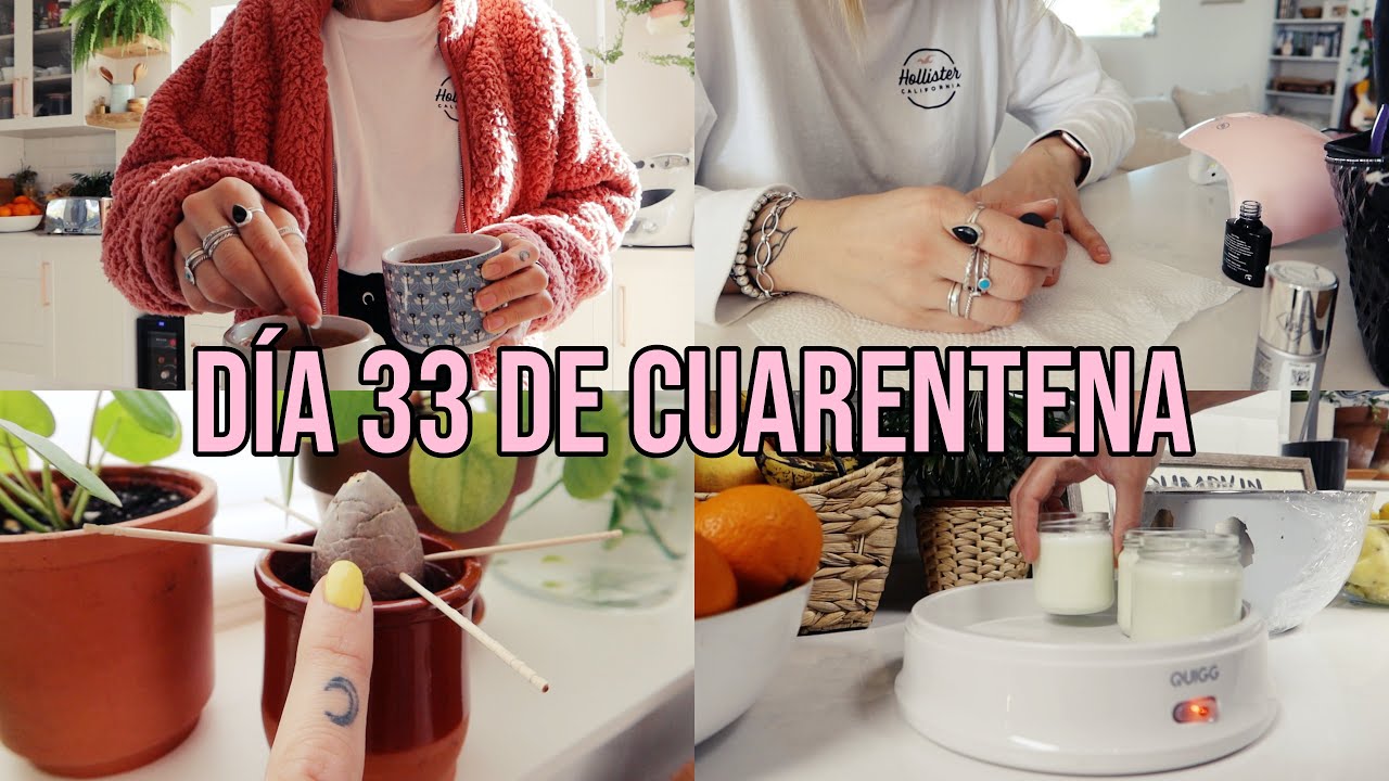 UN DÍA CONMIGO EN CUARENTENA 🏡UÑAS DE GEL EN CASA + RECETA YOGURT + PLANTAR HUESO DE AGUACATE 🌿VLOG