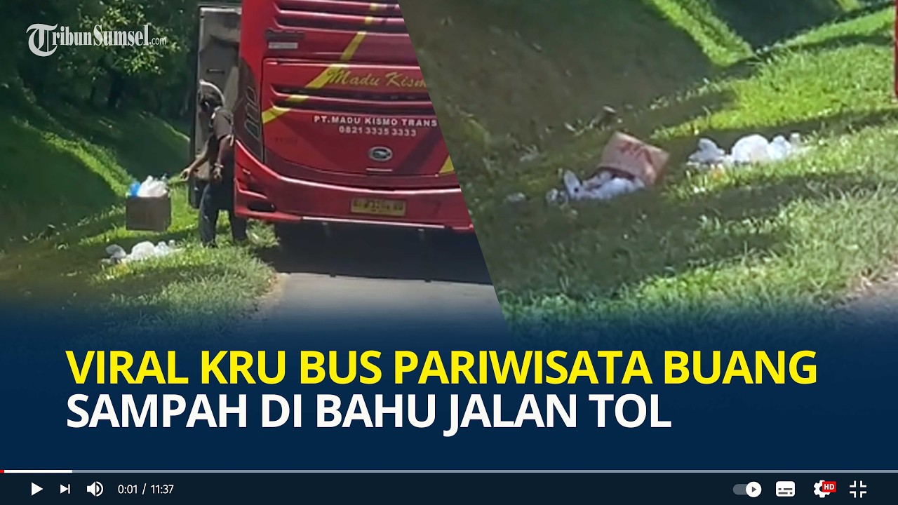 Viral Kru Bus Pariwisata Buang Sampah di Bahu Jalan Tol, Aksi Terekam Sopir Truk, Kini Minta Maaf