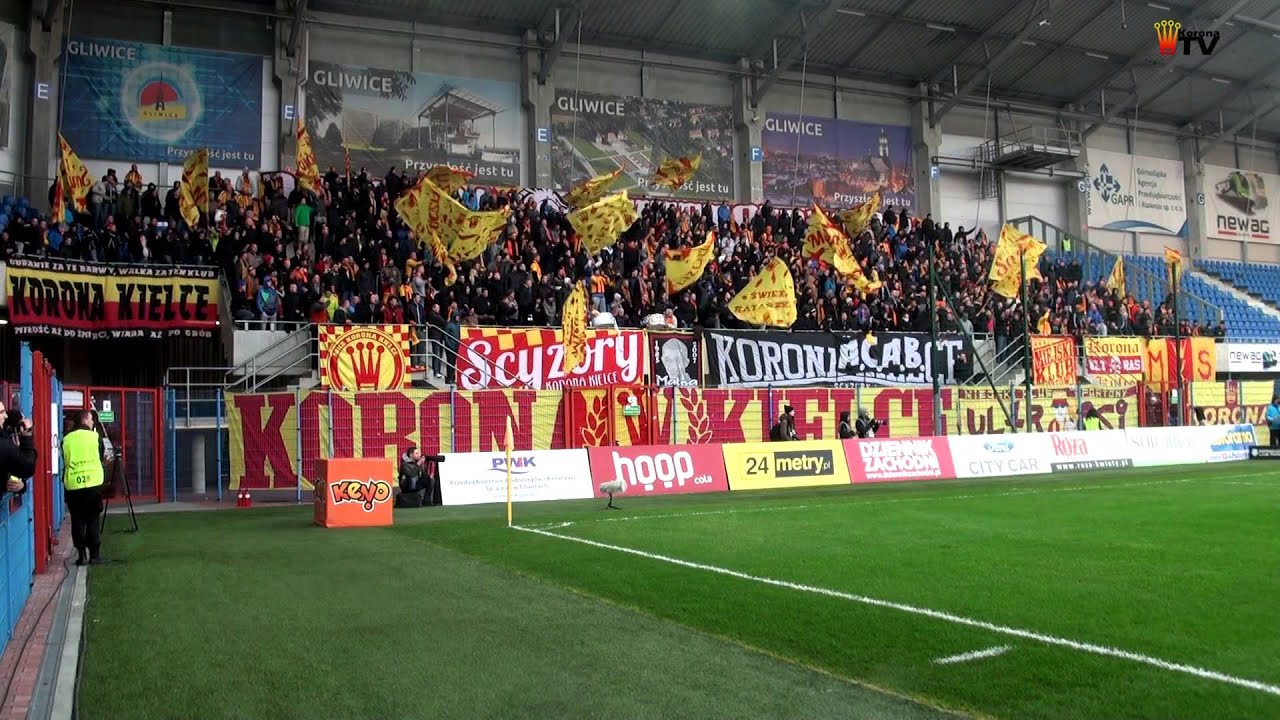 Doping kibiców Korony w meczu Piast Gliwice - Korona Kielce (1:2) 22.03.2015