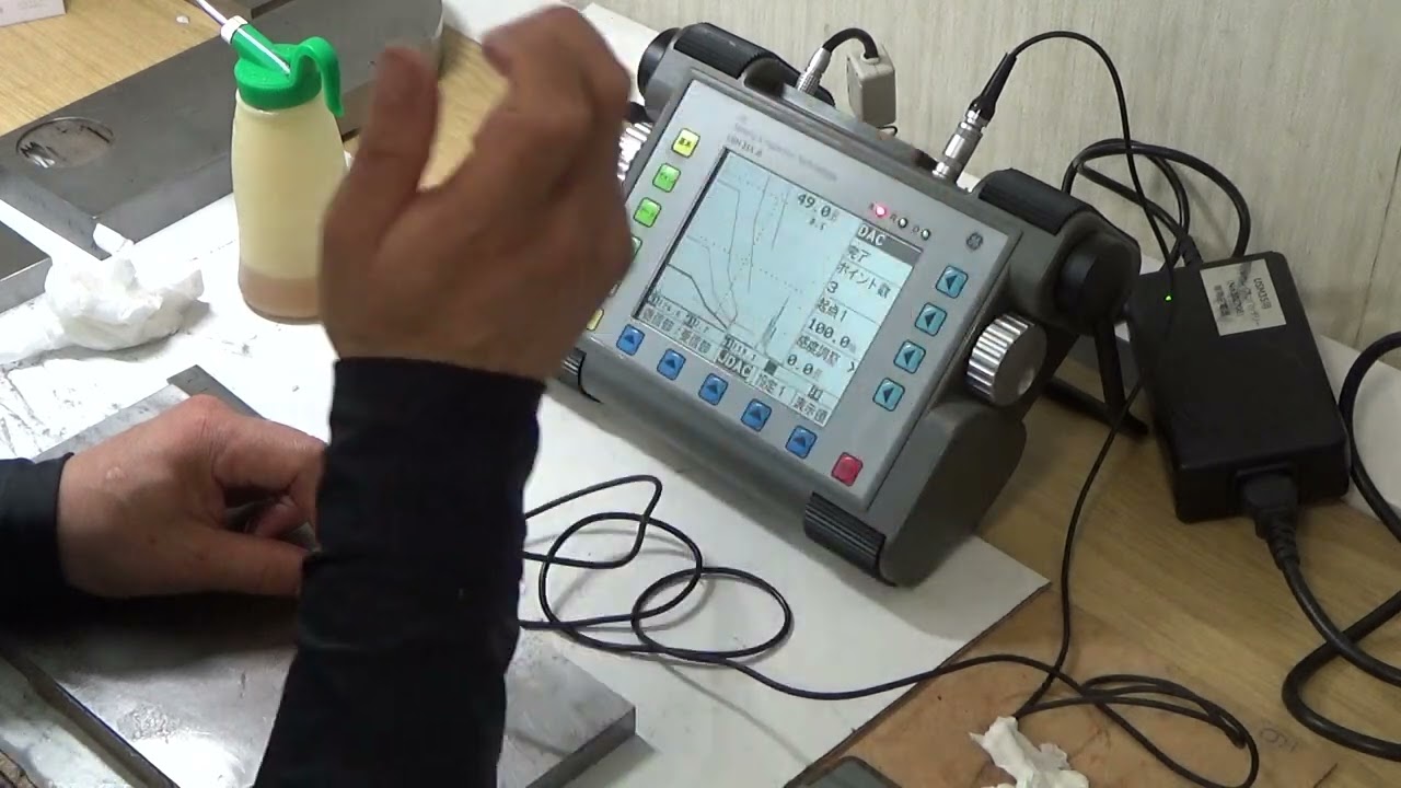 超音波探傷試験　レベル１　斜角探傷試験　実技　20220515KA