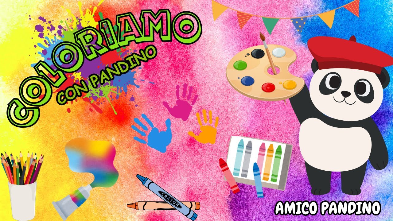 COLORIAMO CON PANDINO - Impariamo a colorare gli animali - animali per bambini da colorare - COLORI