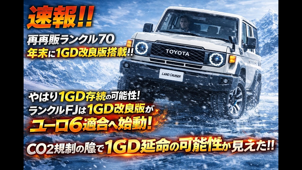 【速報！！】再再販ランクル70　今年最後に1GD改良版が搭載！！やはり1GDは継続の可能性！！ランクルFJは1GD改良版がユーロ６適合に向けて動き出す！！！CO2規制の陰で1GD延命か？
