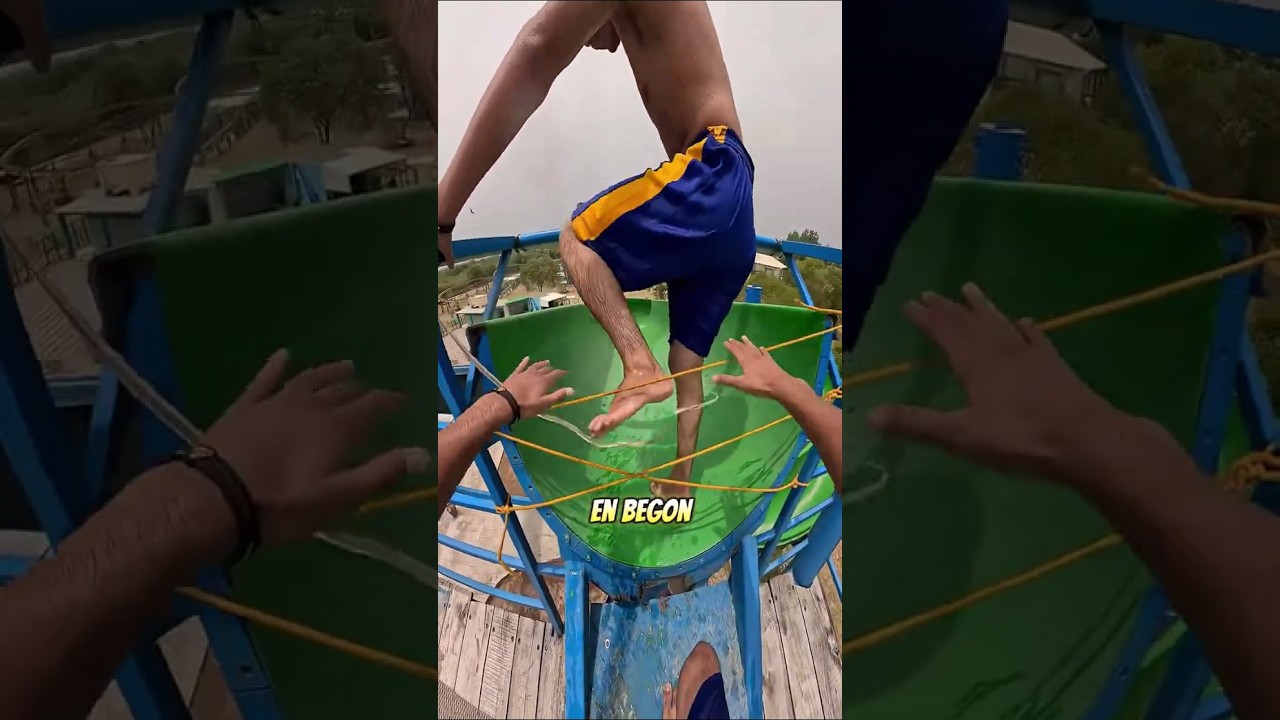 Twee jongens klimmen roekeloos op een kapotte glijbaan en krijgen een levenslange les 😳