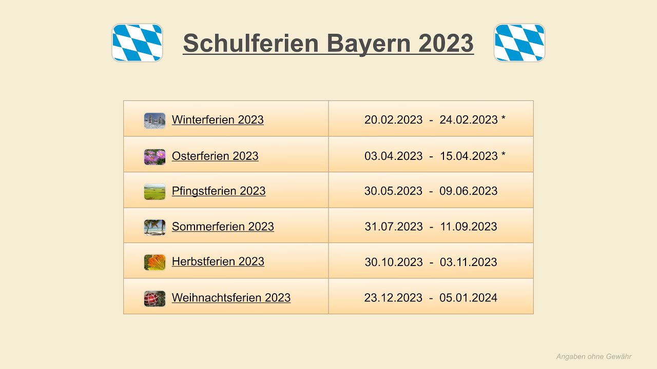 Schulferien Bayern 2023