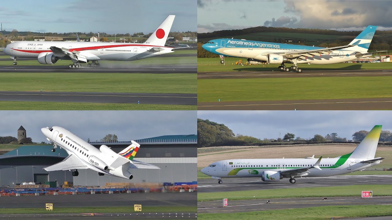 [4K] COP26 | Day Three | WORLD LEADER PLANES at Prestwick Airport | 777s 787 A330 737MAX & More