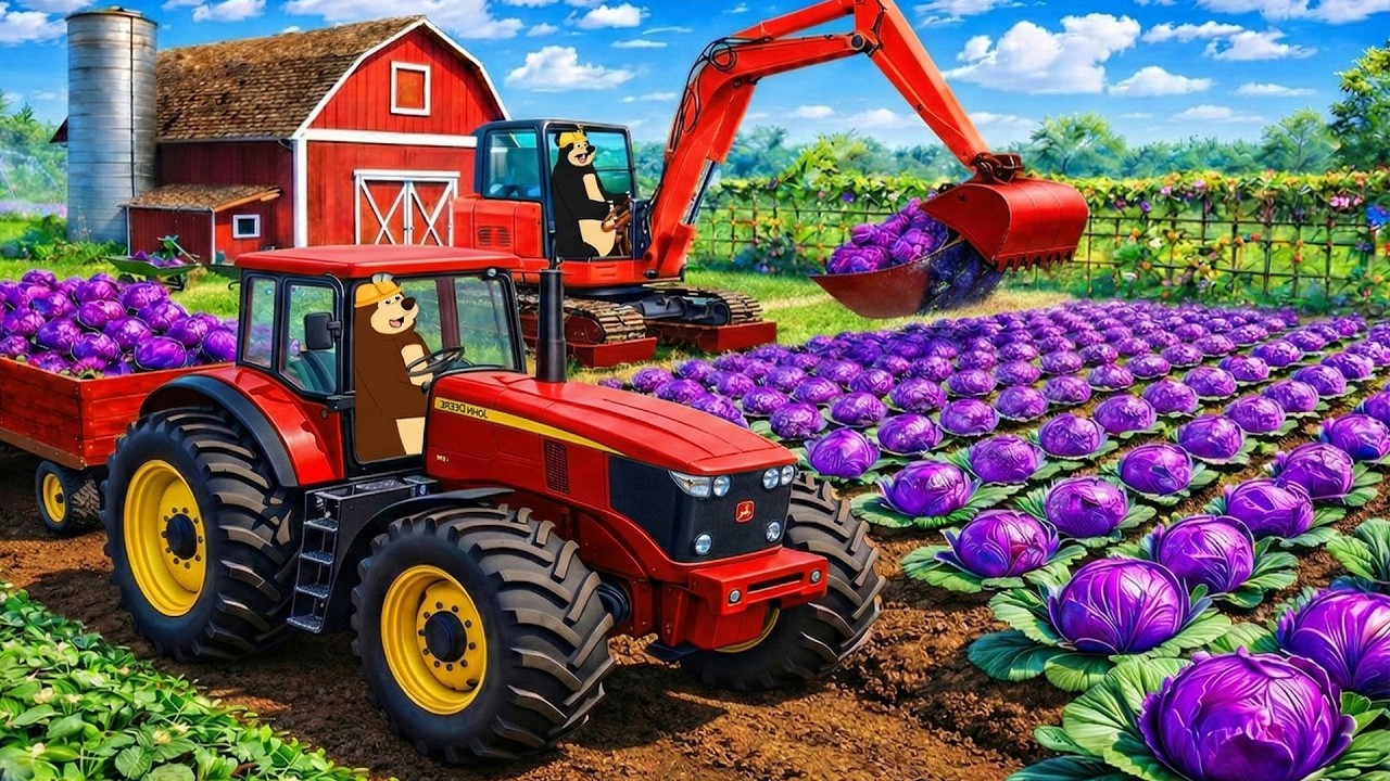 Bear Farm: Straw Transport & Goat Feeding Day 🚜🐐 | Realistic Farm Vehicles Animation