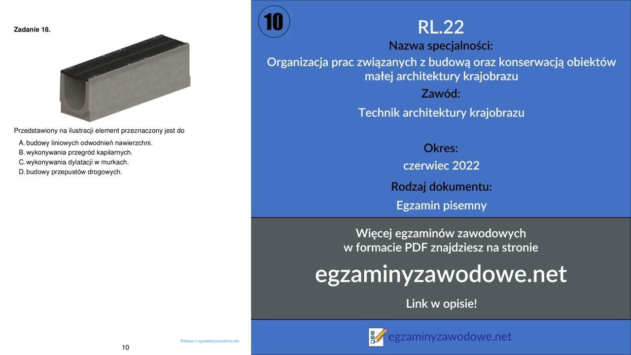 Egzamin zawodowy pisemny RL.22, czerwiec 2022