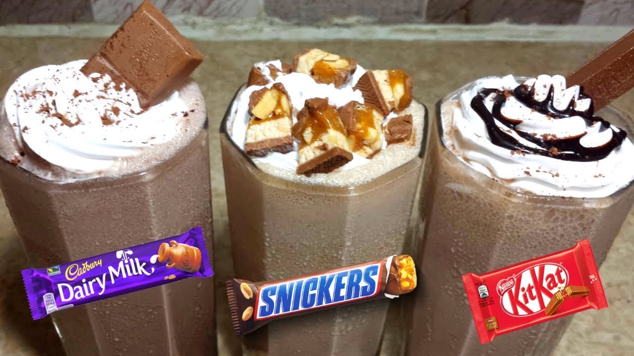 3 Chocolate Milkshake recipe | KitKat Milkshake | Cadbury Milkshake | snickers Milkshake