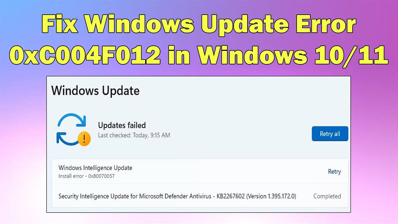Устранение ошибки обновления Windows 0xC004F012 в Windows 10/11