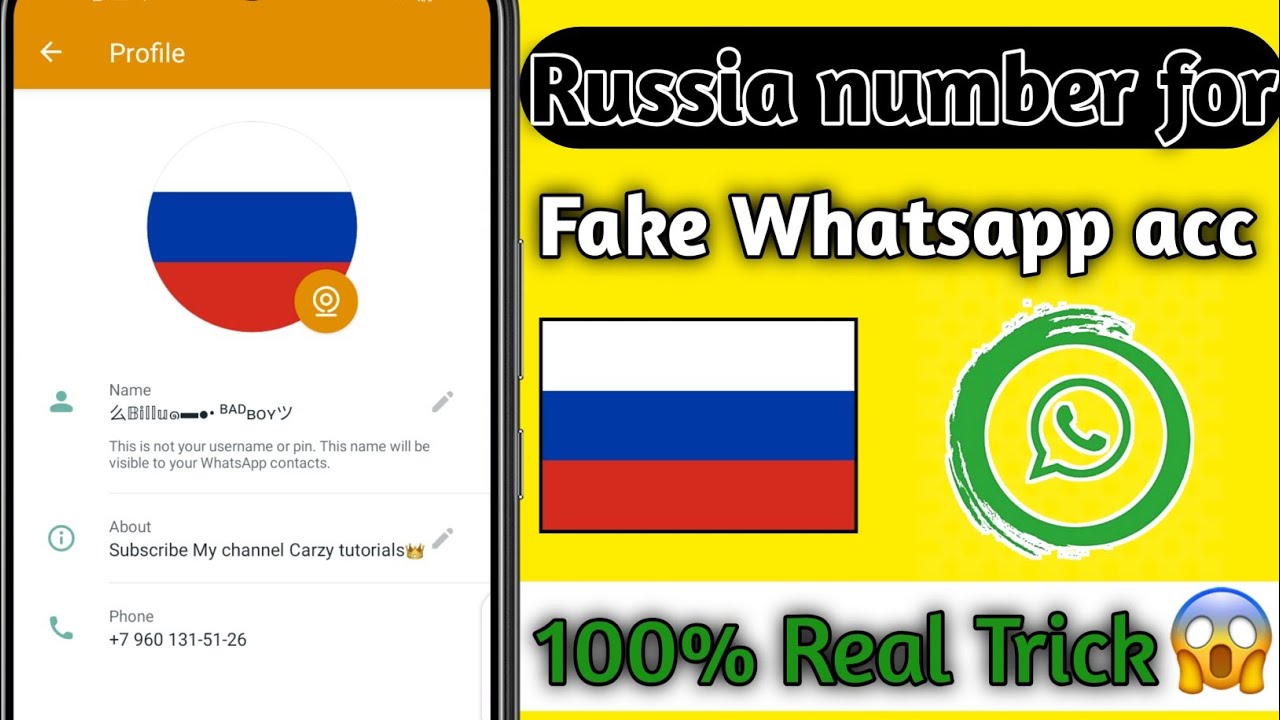 how to create fake WhatsApp on Russian number |#Carzy_Tutorials