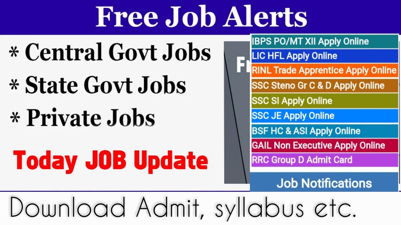 Free Jobs Alert || Latest Notifications || New Jobs ||Download Admit Card
