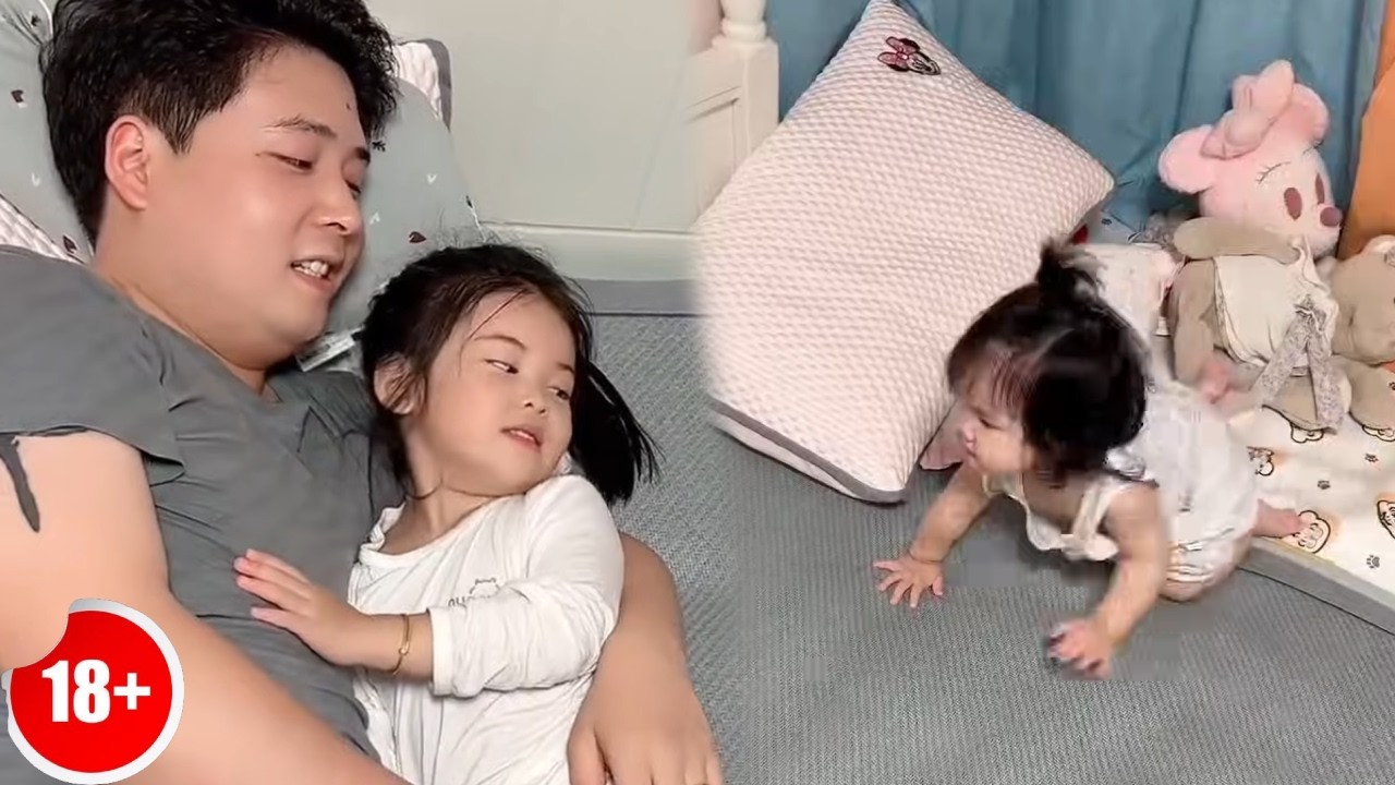 两个女儿又开始抢爸爸了，那是我老公啊，看把老头给乐呵的~