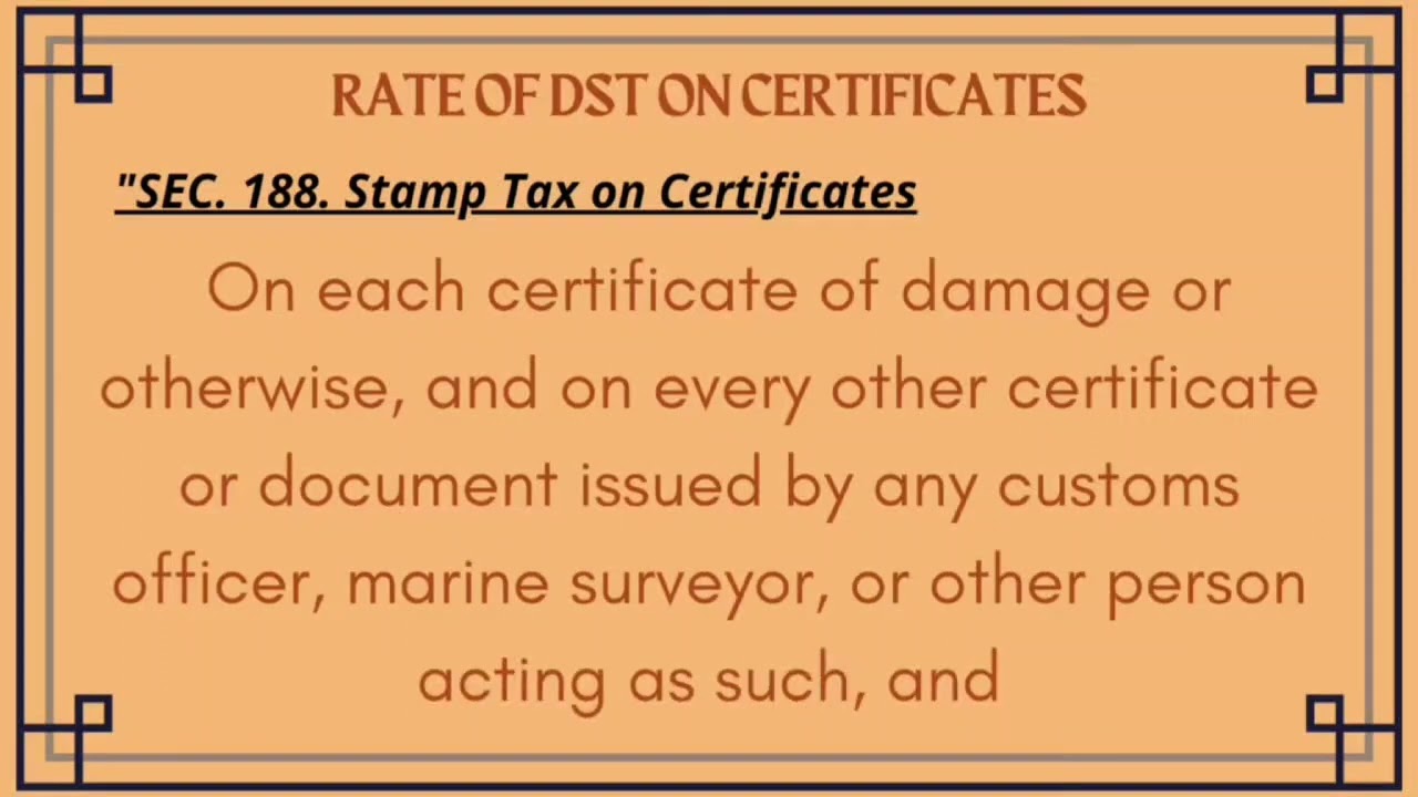 Documentary Stamp Tax on Certificates