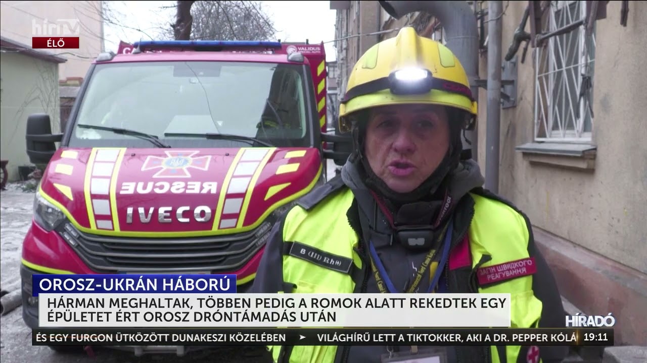 Hárman meghaltak, többen a romok alatt rekedtek egy épületet ért orosz dróntámadás után - HírTV