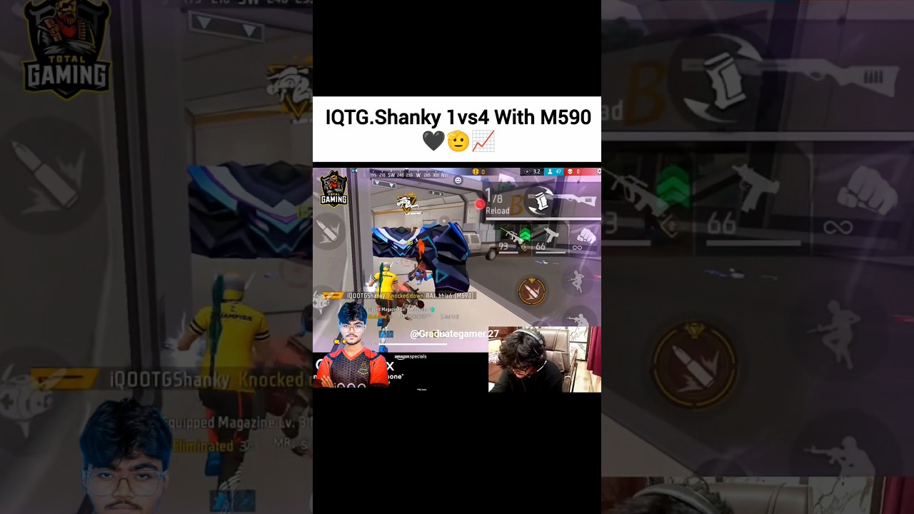 IQTG.Shanky 1vs4 With M590🖤🫡📈#freefire #shanky #fozyajay #tgesports #totalgaming #iqootg #ffmic#1vs4