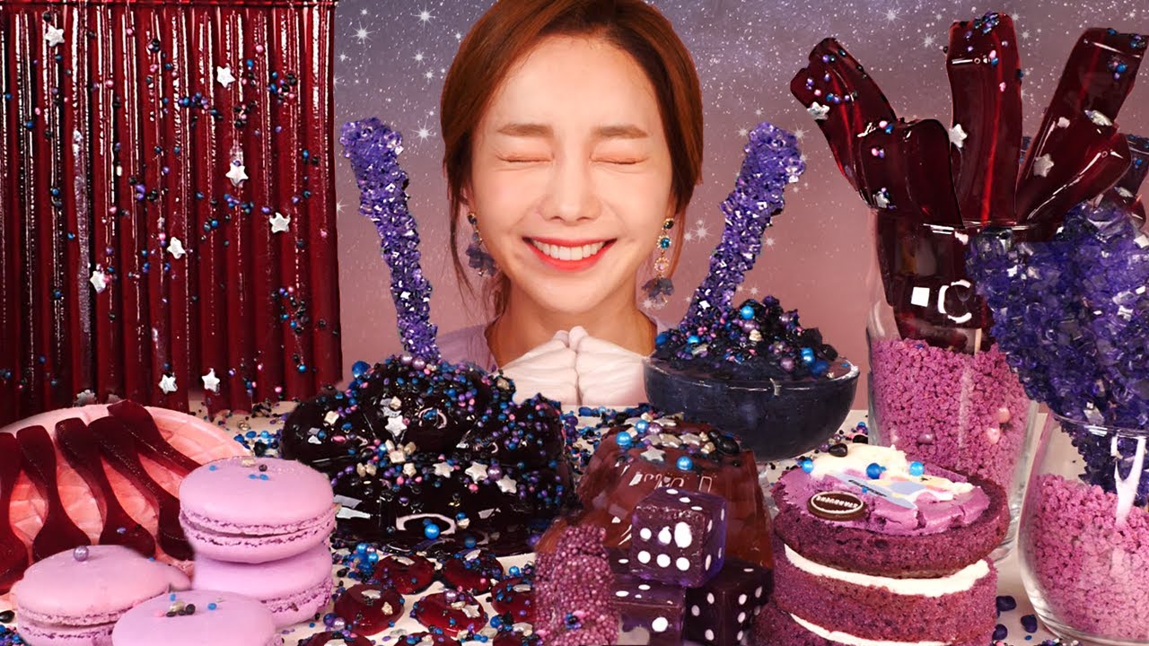 RUS SUB)Фиолетовый желе+конфета💜GalaxyCandy Purple jelly candy Colorfood ASMR Mukbang Ssoyoung