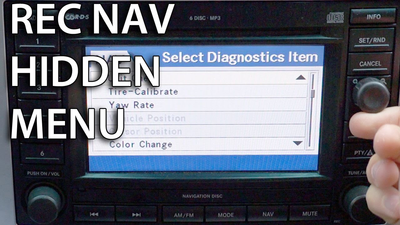 How to enter hidden diagnostics menu in REC Navi (MOPAR Dodge Chrysler Jeep GPS)