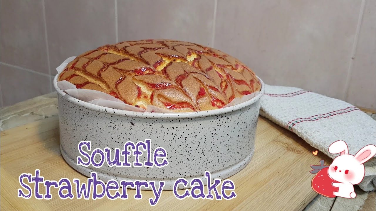 STRAWBERRY CHIFFON CAKE|||no baking powder 💜💜💜@SharringCooking