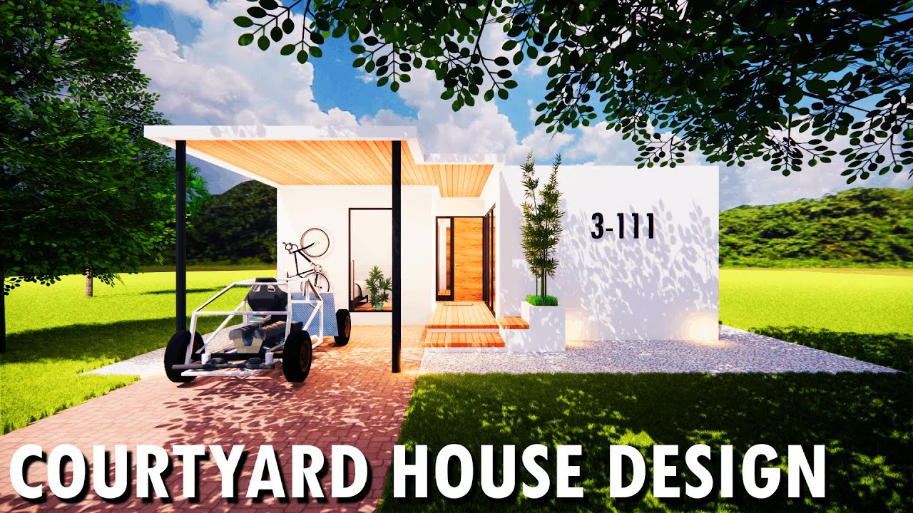3 Bedroom Courtyard House Design | Compact & Minimalist
