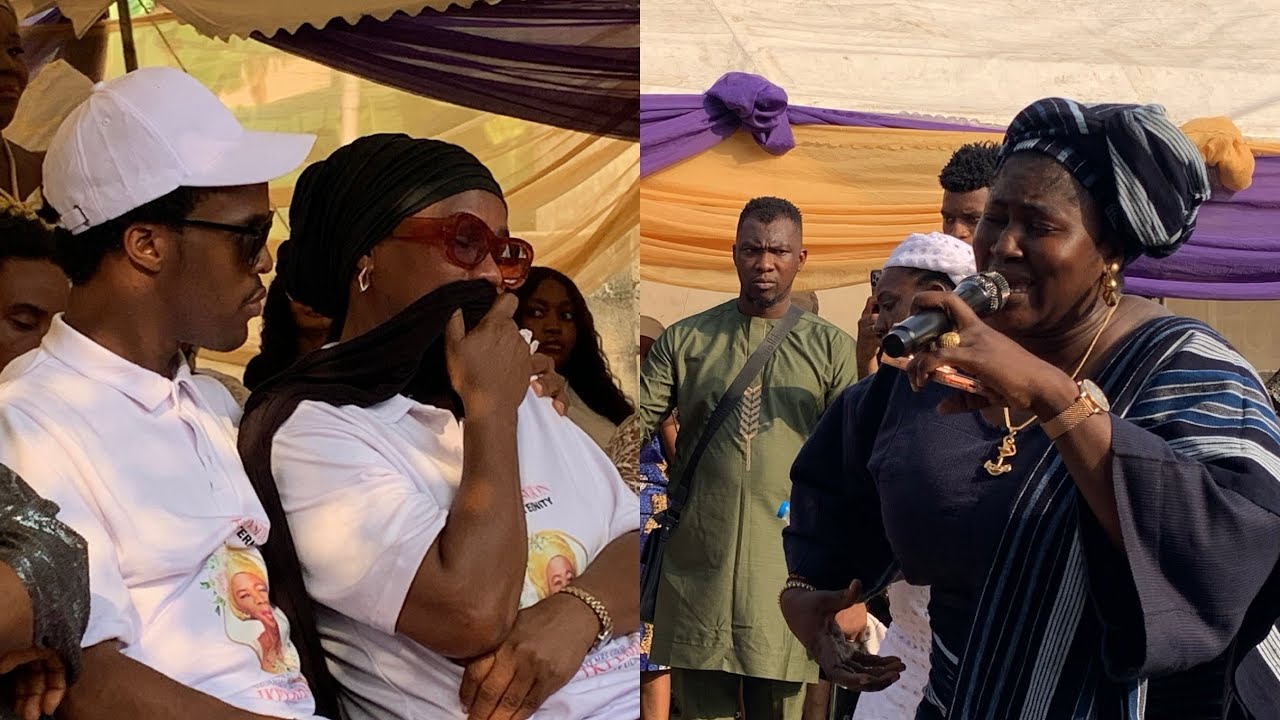 Faithia Balogun shed tears as Ola Oriki eulogized her at her mum’s service of songs.