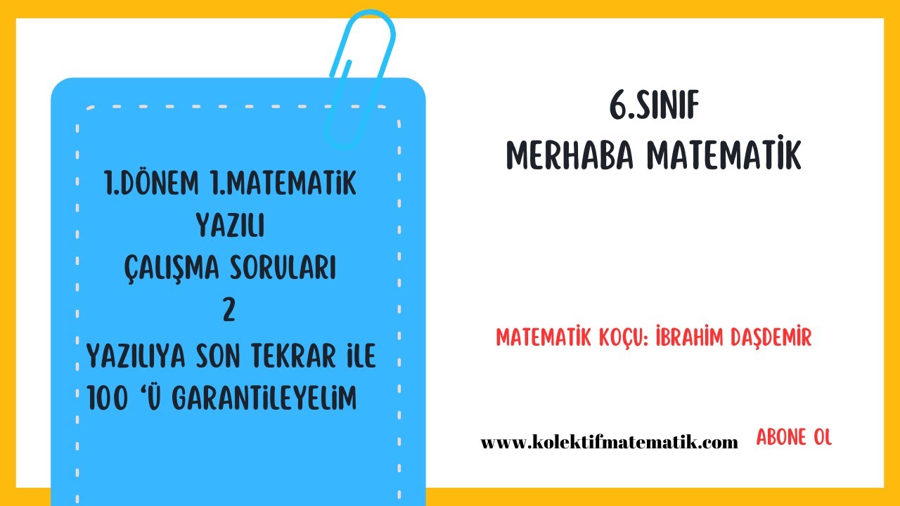 6.Sınıf 1.Dönem 1.Matematik Yazılı İçin Son Tekrar 2