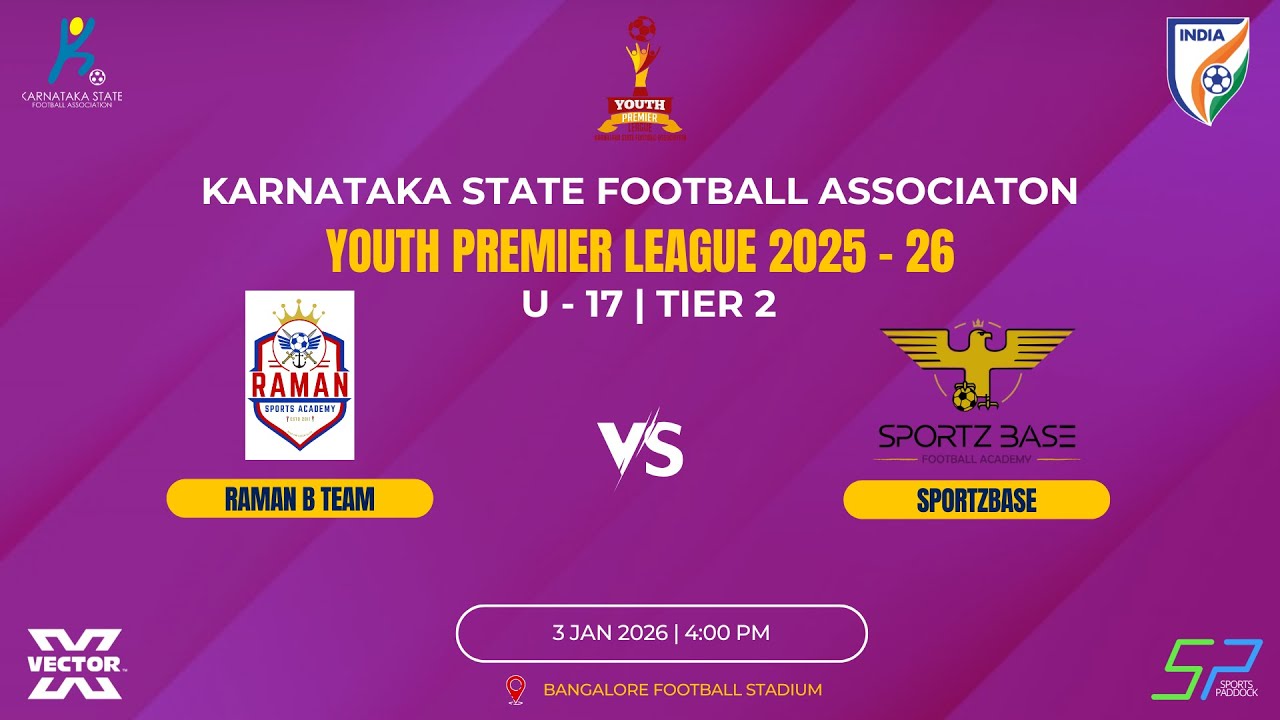 KSFA | YOUTH PREMIER LEAGUE 2025 - 26 | U - 17 | TIER 2 | RAMAN B TEAM VS SPORTZBASE FA | 03.01.26