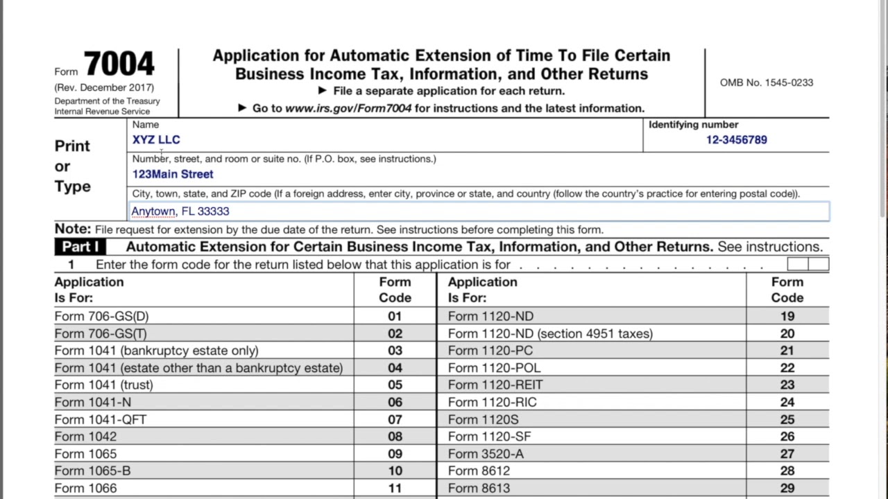 How to file an LLC extension Form 7004
