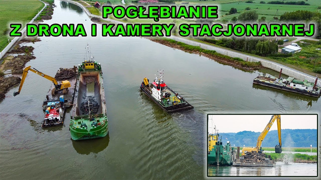 Przekop 4etap.Pogłębianie -widok z drona i kamery stacjonarnej.20-minutowy raport.