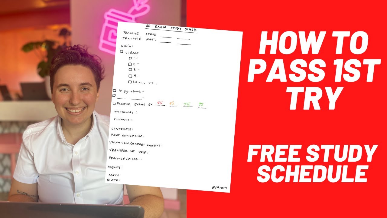 How to pass real estate exam first try (FREE STUDY SCHEDULE)